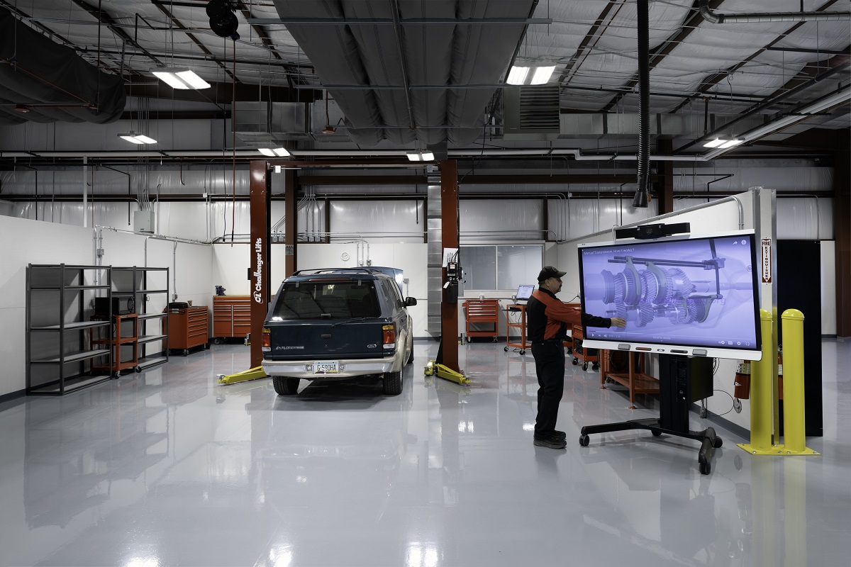 automotive student working on a car