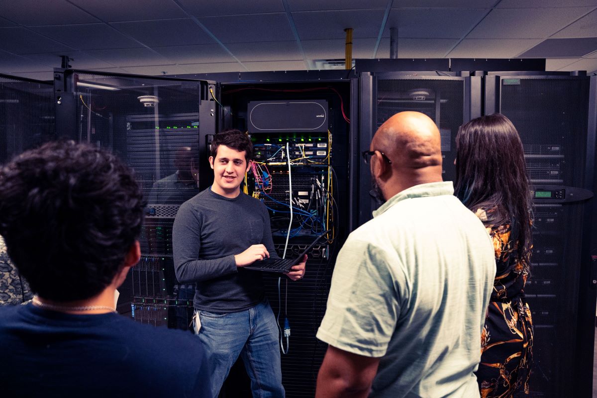 students working a server