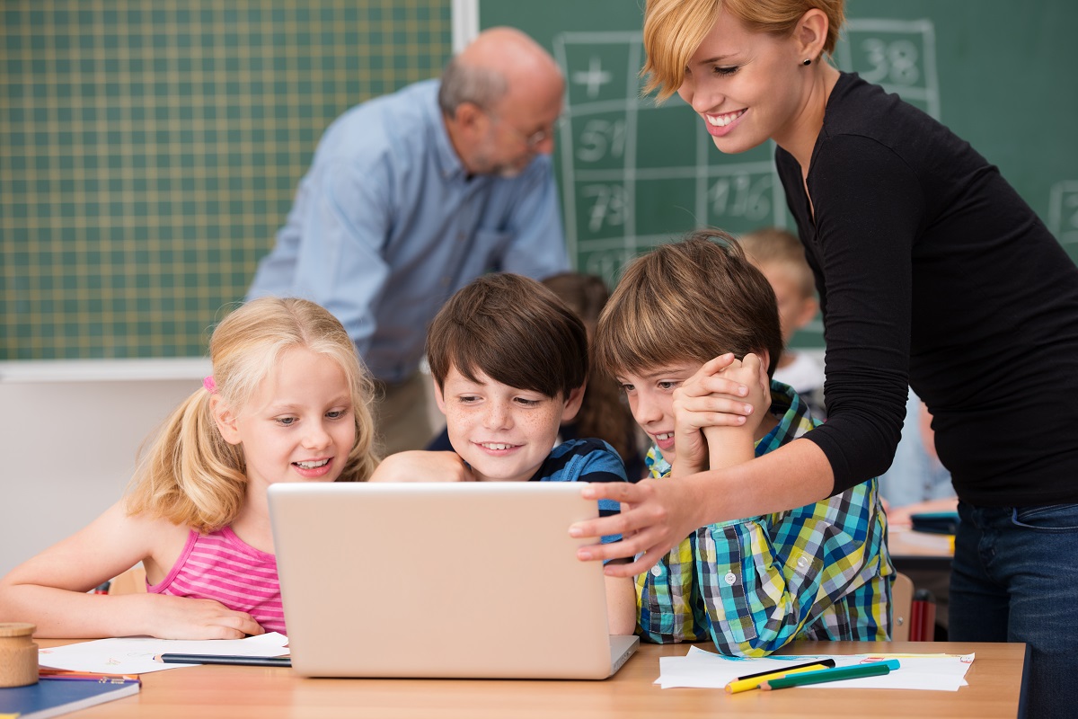 Teacher with children