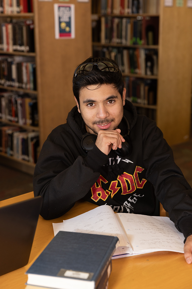 male student studying