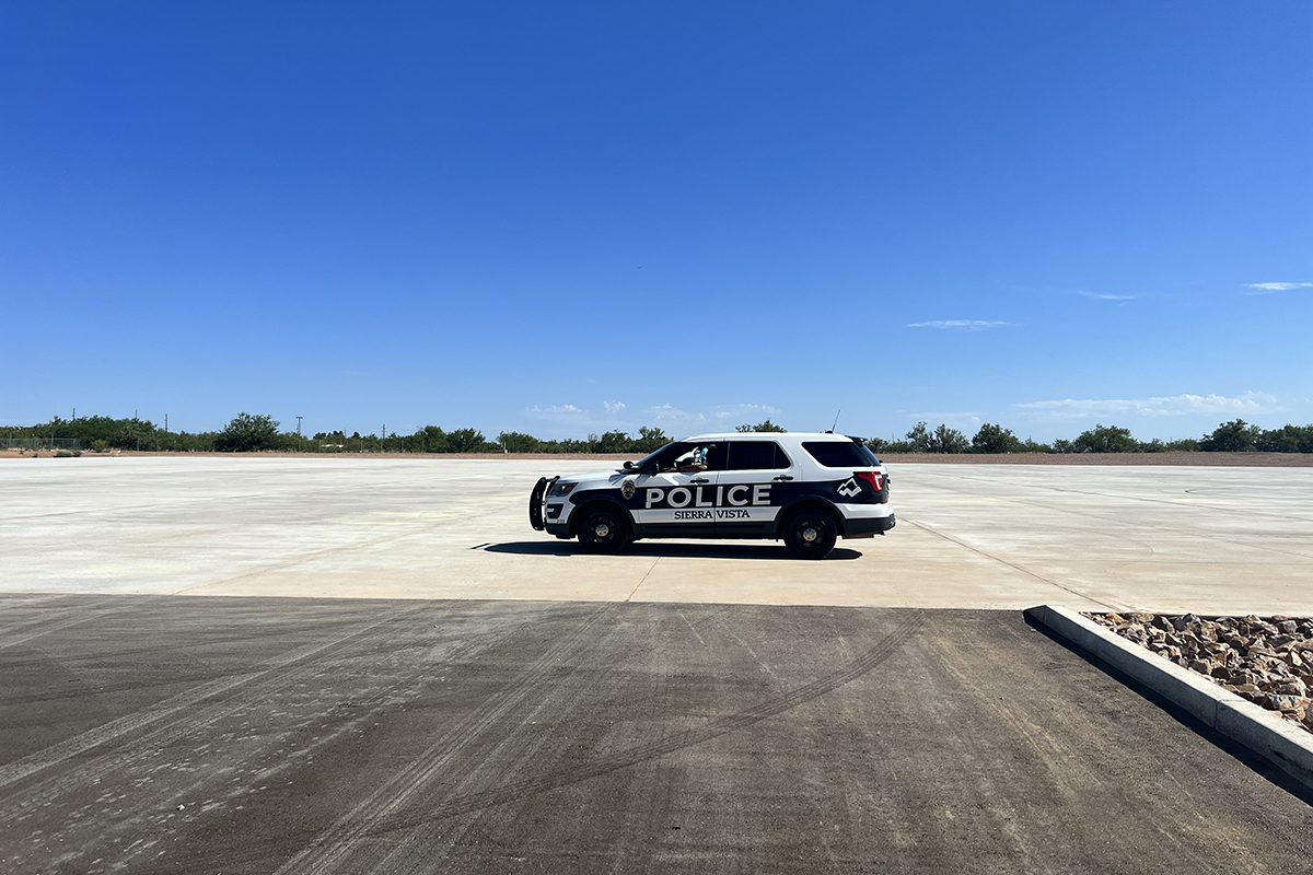 distant view of a police car