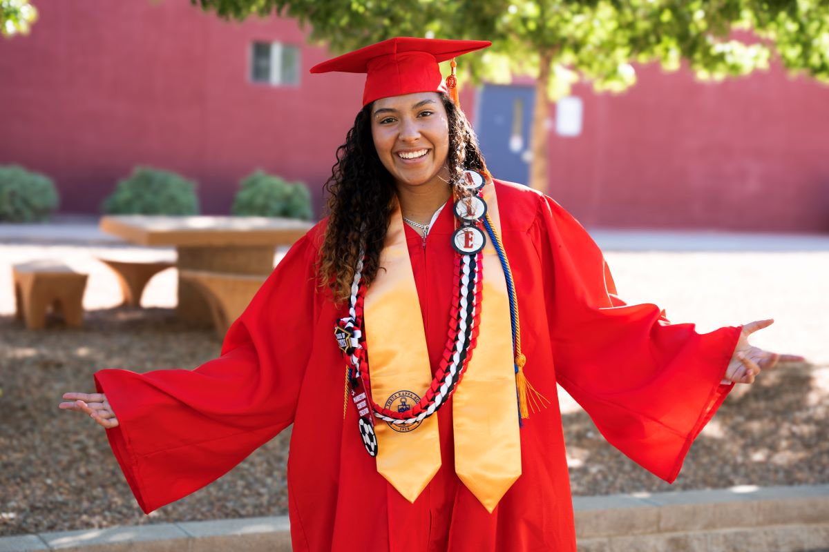 Female graduate smiling